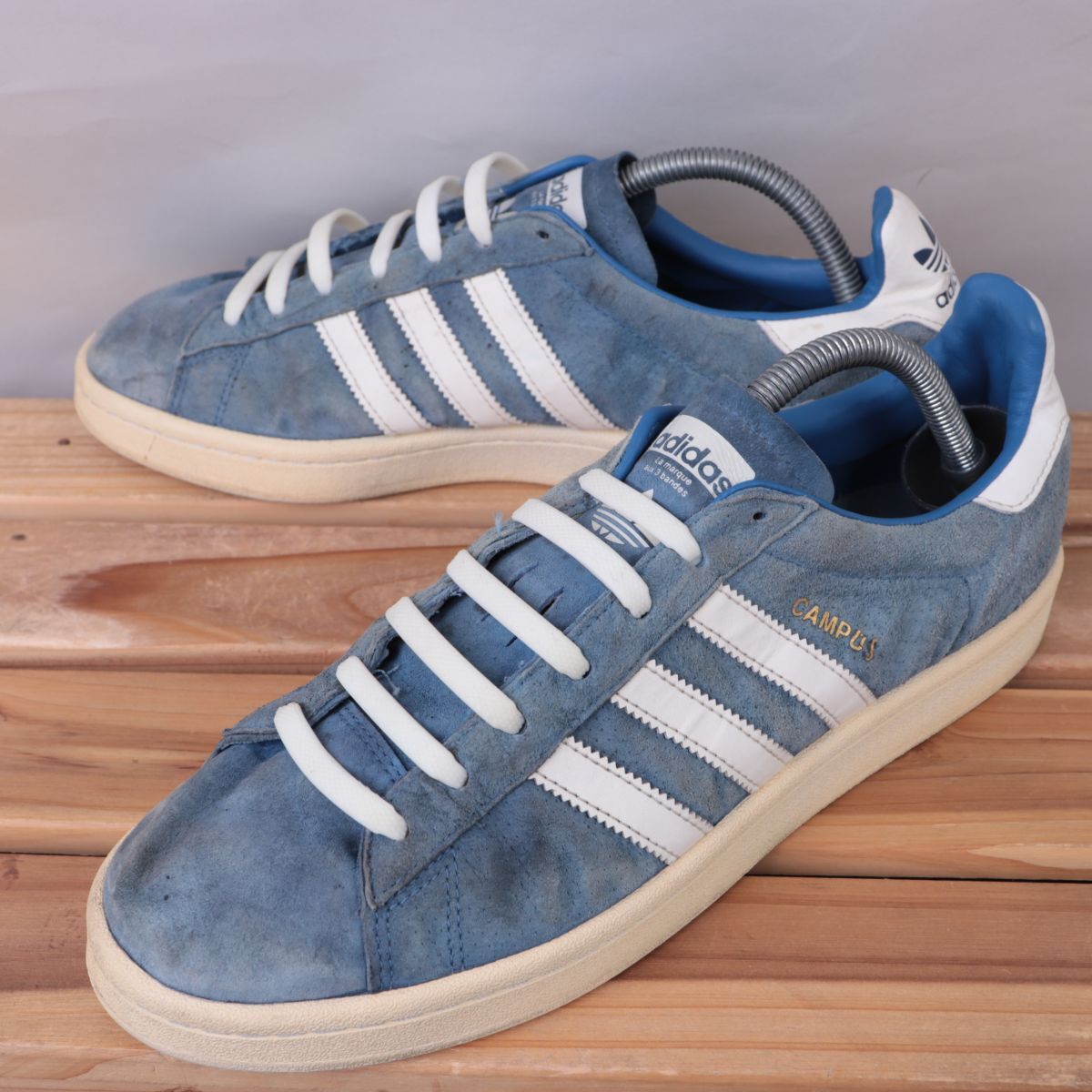 z1891 アディダス キャンパス US8 1/2 26.5cm/青 ブルー 白 adidas CAMPUS メンズ スニーカー 中古拍卖