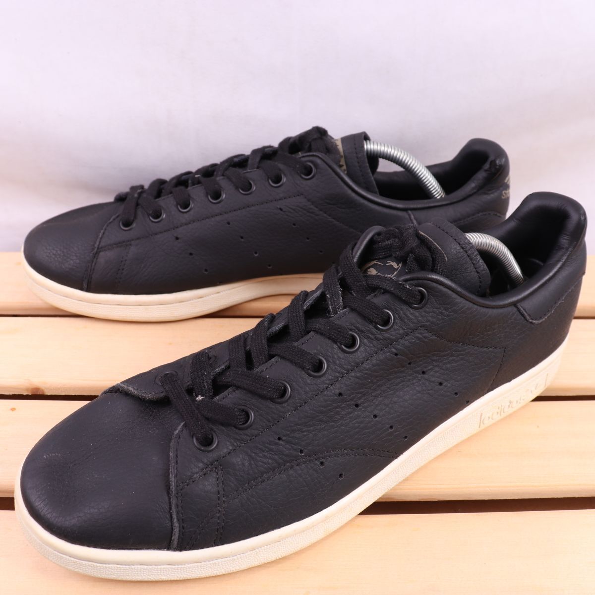 z1858 アディダス スタンスミス US10 1/2 28.5cm/黒 ブラック 灰 グレー 白 adidas STAN SMITH メンズ スニーカー 中古拍卖