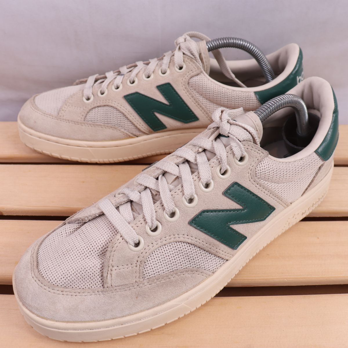 z1867【PROCTCCG】ニューバランス US9 27.0cm/ライトベージュ アイボリー 緑 グリーン メンズ スニーカー 中古拍卖