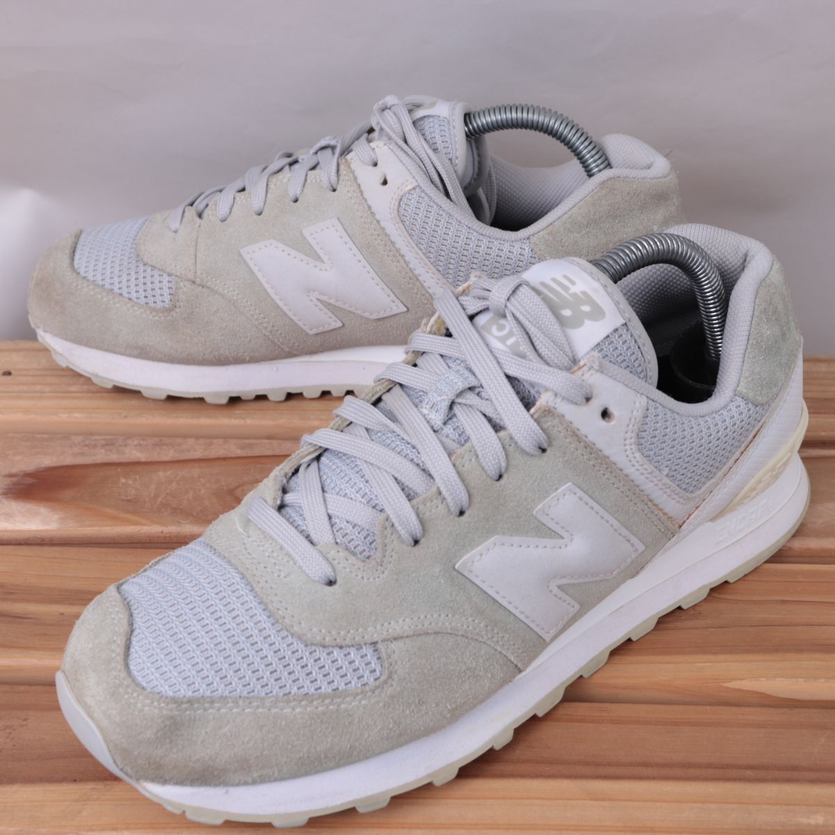 z2091【574】ニューバランス US8 26.0cm/ライトグレー 白 newbalance メンズ スニーカー 中古拍卖