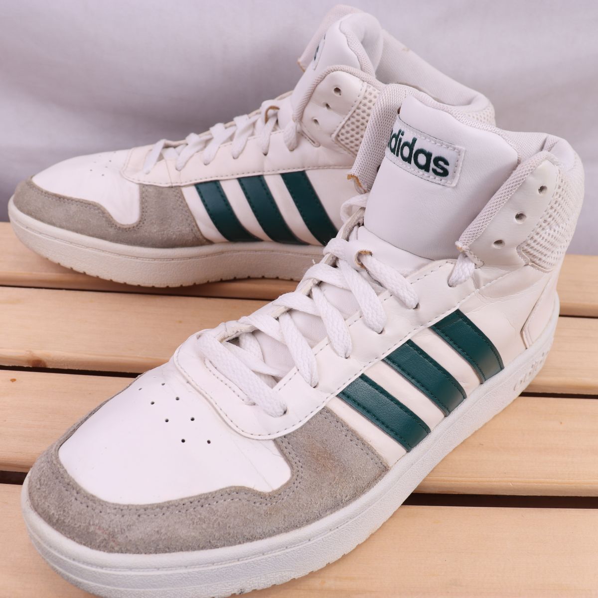 z2152 アディダス フープス ミッド 2.0 US9 1/2 27.5cm/白 ホワイト 緑 adidas Hoops Mid 2.0 メンズ スニーカー 中古拍卖