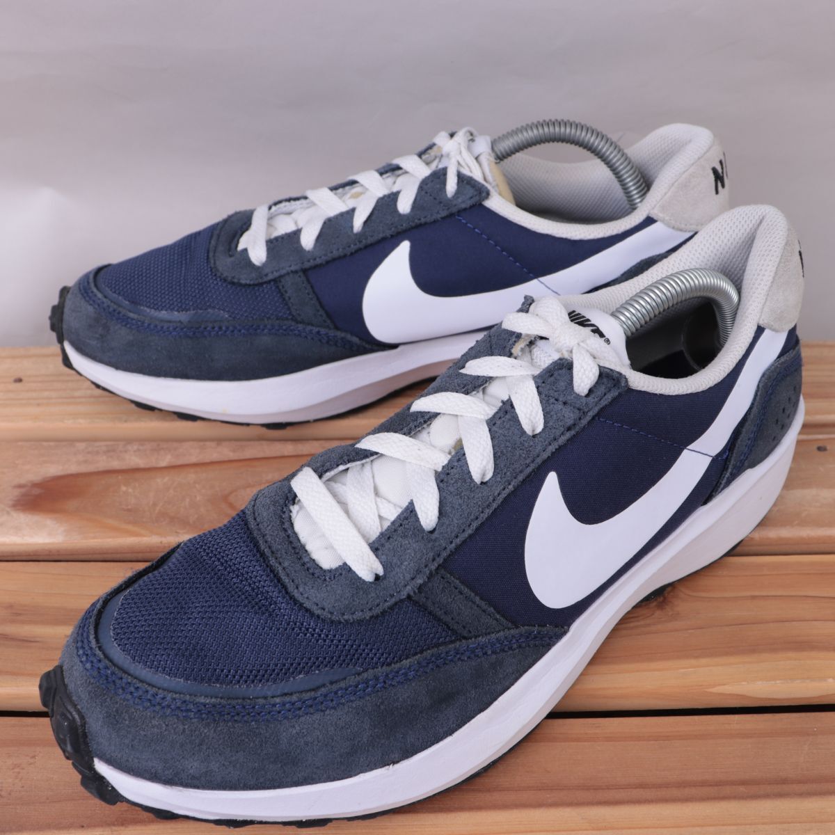 z2325 ナイキ ワッフル US9.5 27.5cm/紺 ネイビー 白 ホワイト 灰 ライトグレー NIKE WAFFLE メンズ スニーカー 中古拍卖