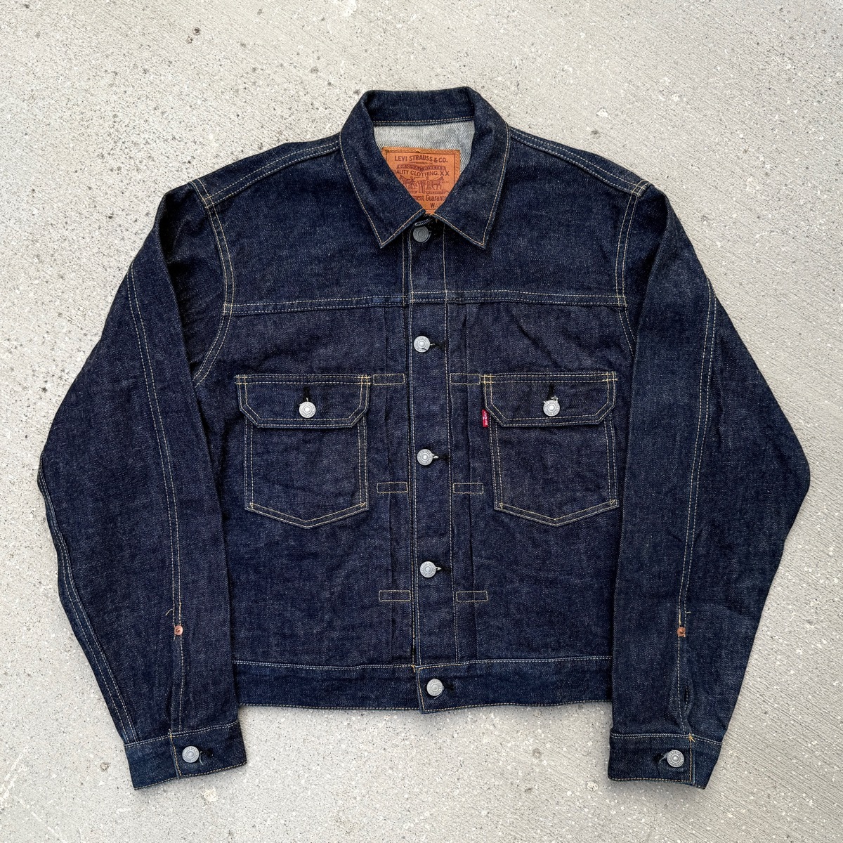 旧日本製 50s セカンド BIGE LEVI’S 71507-XX 40 L 濃紺 デニムジャケット ジージャン 2nd TYPE2 BIG E ビッグE 507XX 71507XX Gジャン拍卖