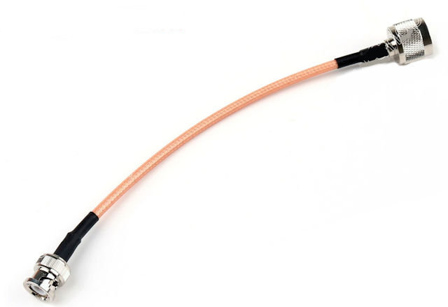 NオスとBNCオスが両端に付いた超高品位な同軸ケーブル(RG142, 3D-2V), 全長22.5cm, NP-BNCP, 耐ハイパワー対応拍卖