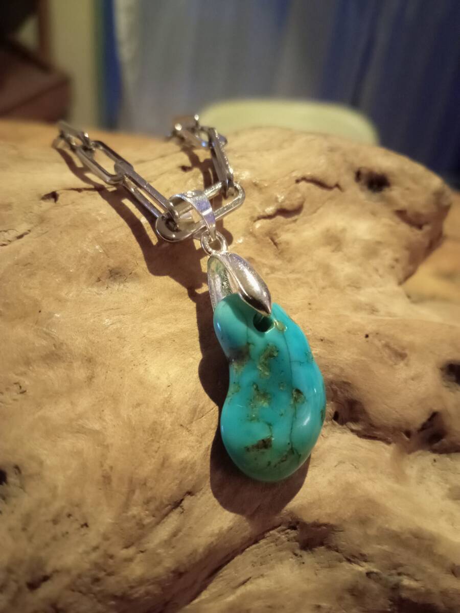 天然石,ターコイズ,スリーピング,アリゾナ,ペンダントネックレス,ナバホチェーン,インディアン,ネイティブ,アメリカン拍卖