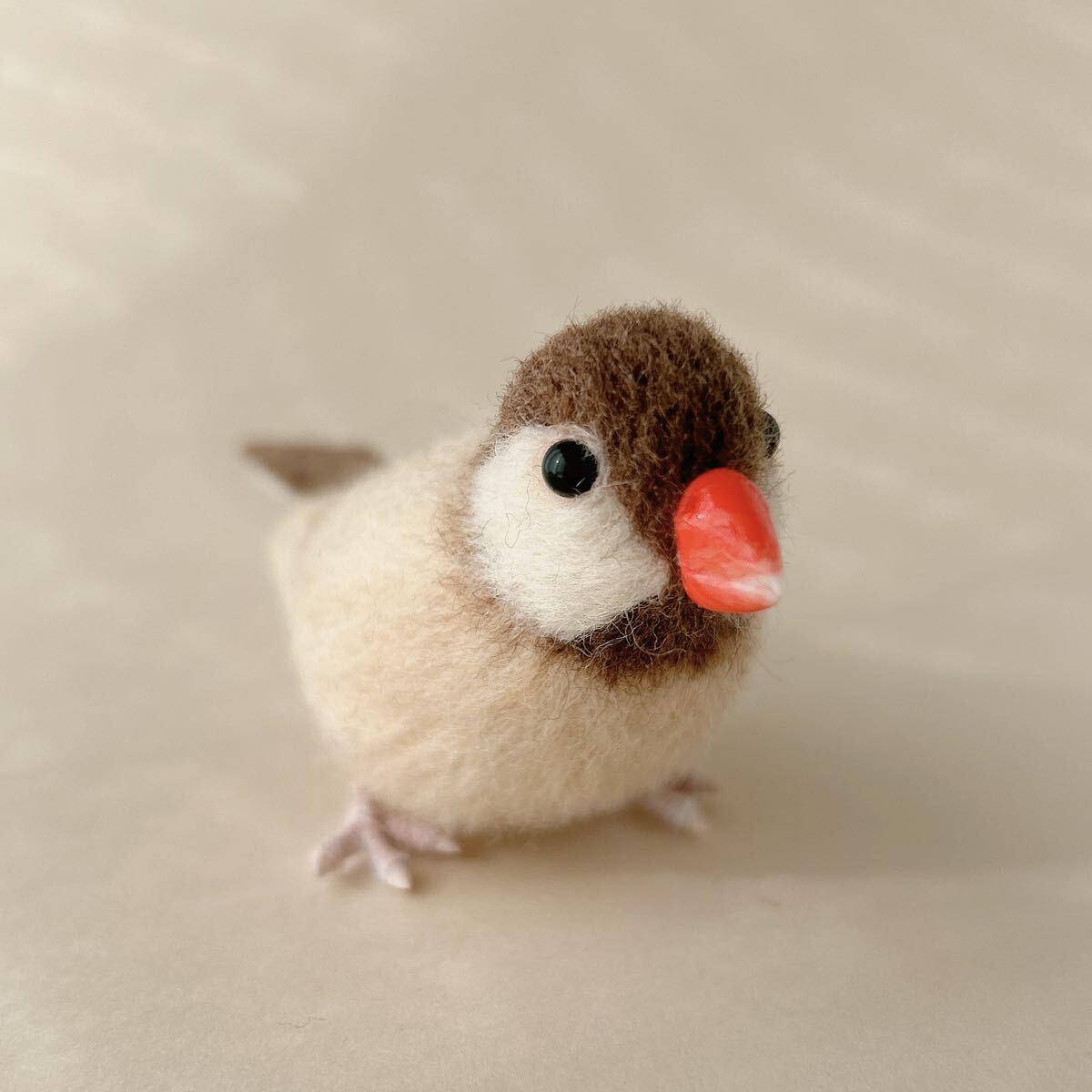 シナモン文鳥 ハンドメイド 羊毛フェルト ぬいぐるみ 文鳥 マスコット拍卖