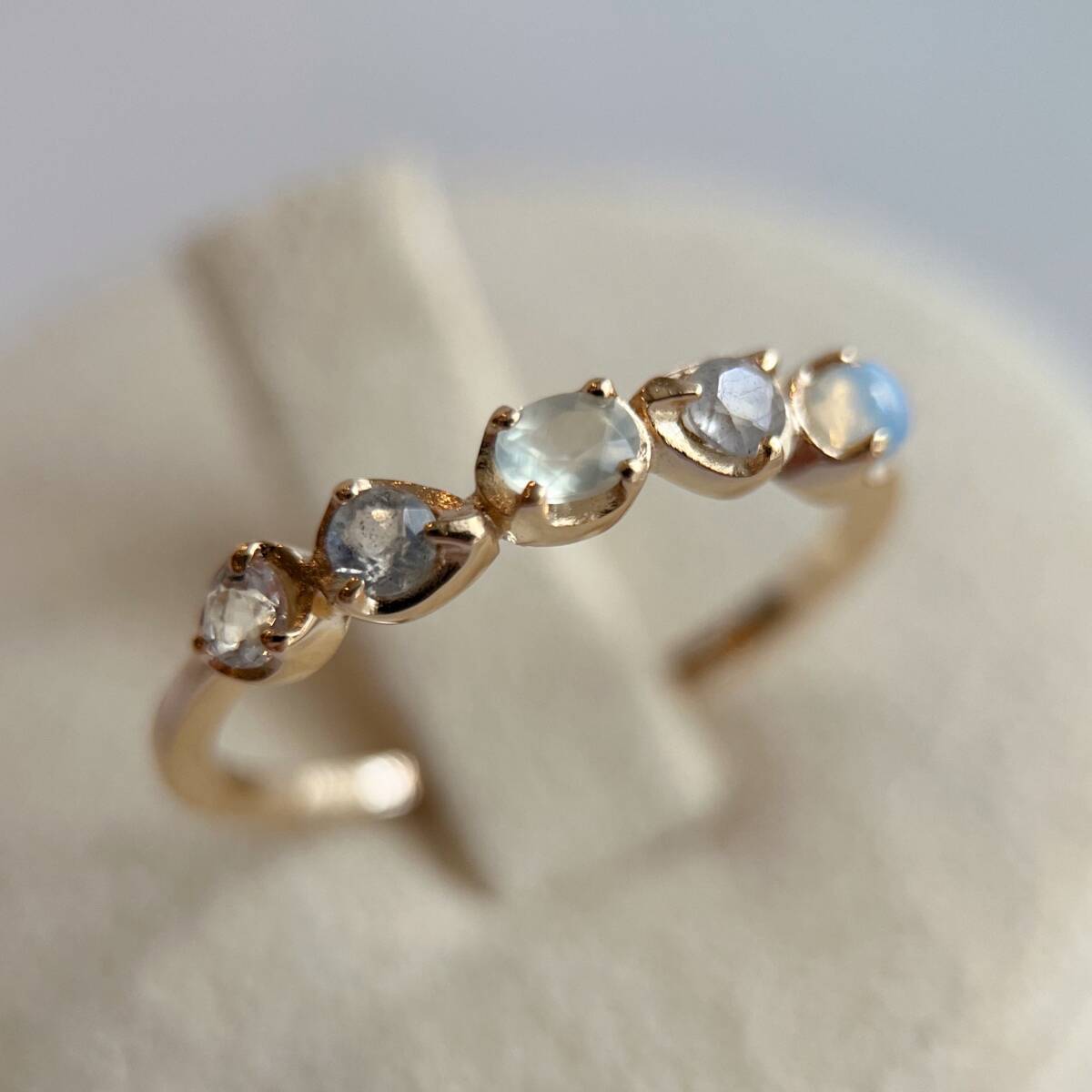 9.5号 天然プレナイト&ラブラドライト ランダムリング silver925製拍卖