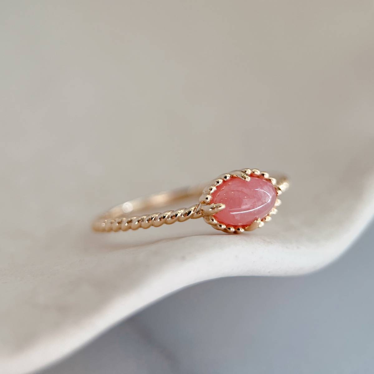 16.5号 天然インカローズ オーバルシンプルリング silver925製拍卖