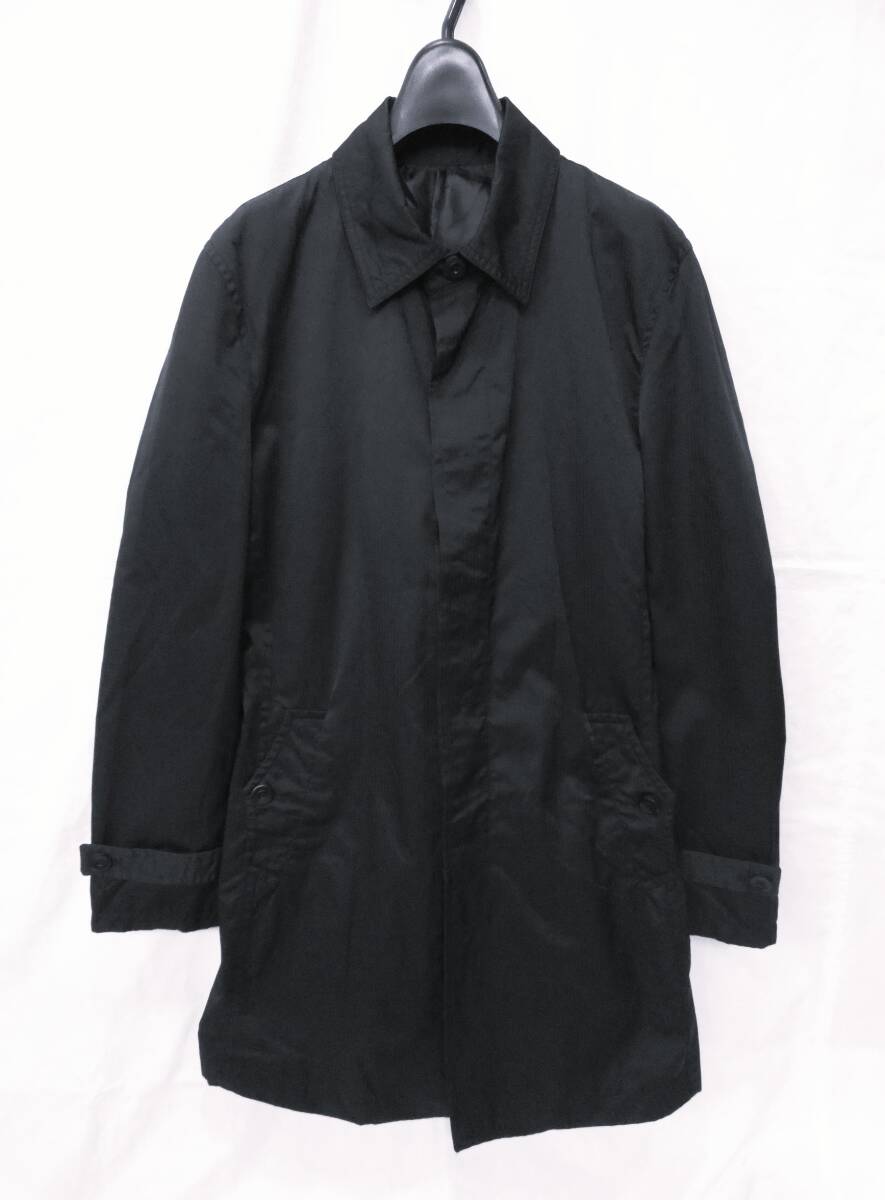 ★COMME CA ISM/コムサイズム★ステンカラーコート ベルト付/M/黒・ストライプ拍卖