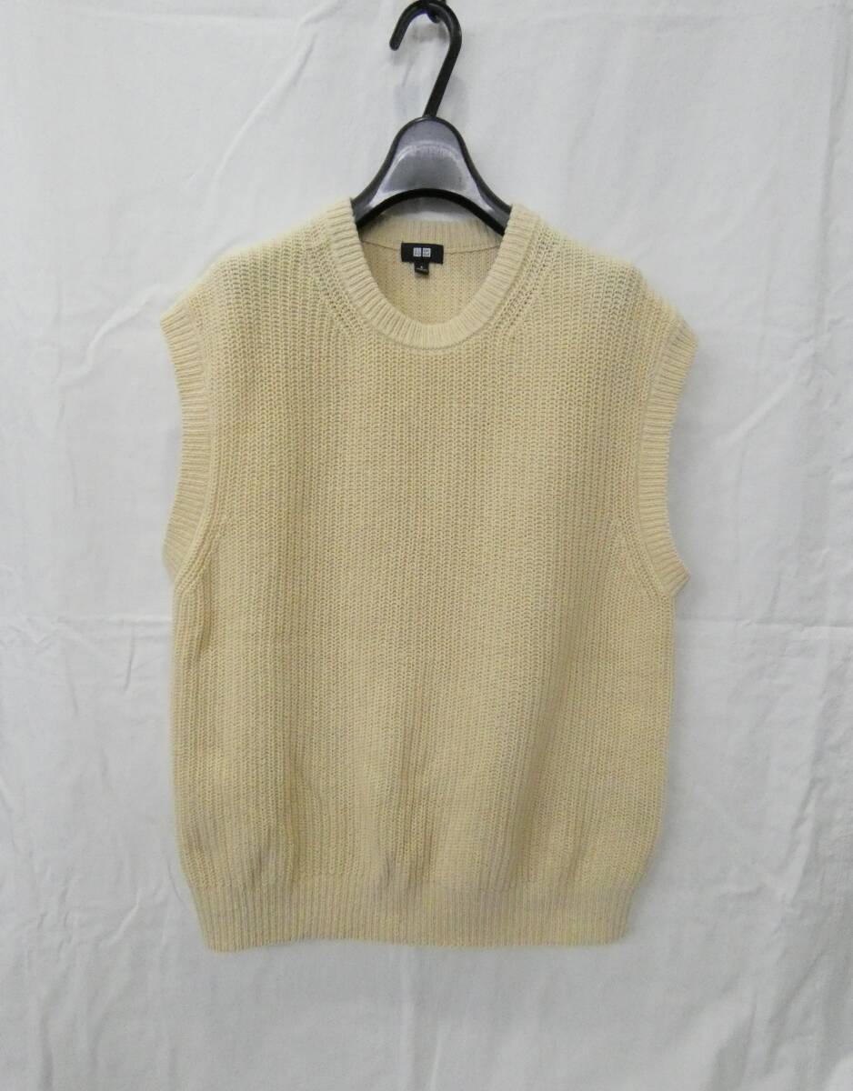 ▼UNIQLO/ユニクロ▼オーバーサイズクルーネックベスト/S/ベージュ拍卖