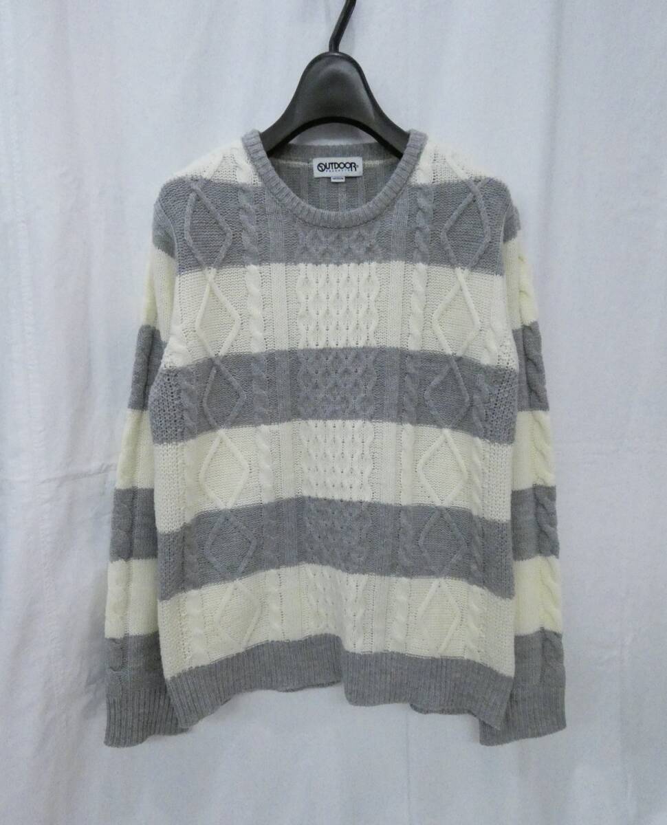 ▼OUTDOOR PRODUCTS/アウトドアプロダクツ▼ニット クルーネック ケーブル/M/ボーダー拍卖