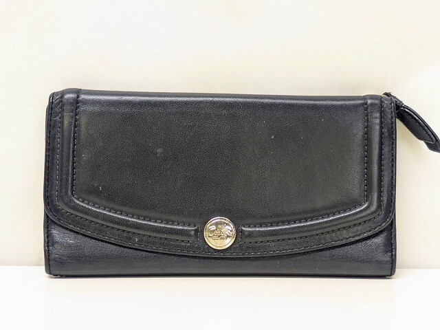 R637-N37-3826◎ COACH コーチ 長財布 ブラック レザー ファッション小物 現状品2◎拍卖