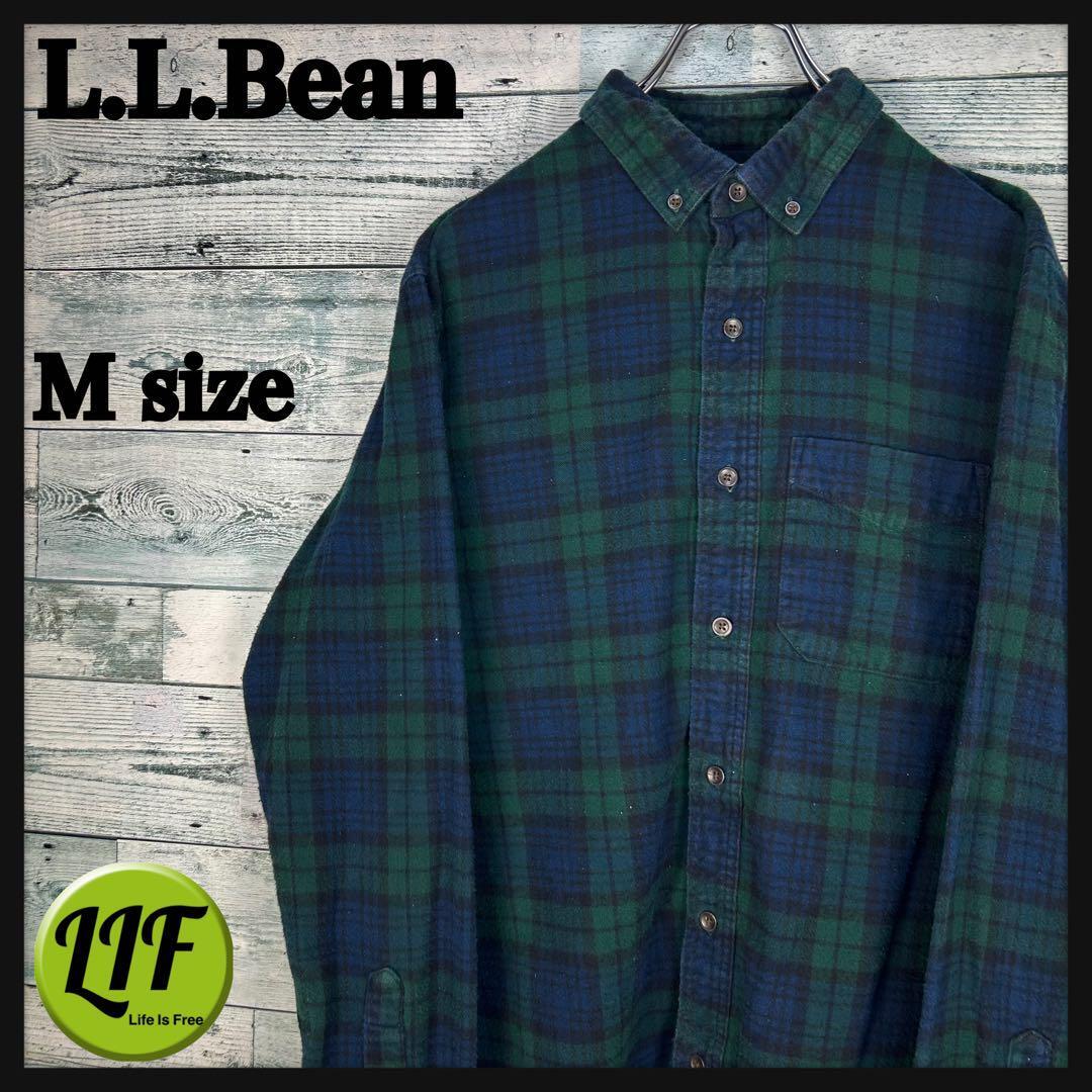 エルエルビーン 長袖シャツ ネルシャツ チェック柄 グリーン M 5649拍卖