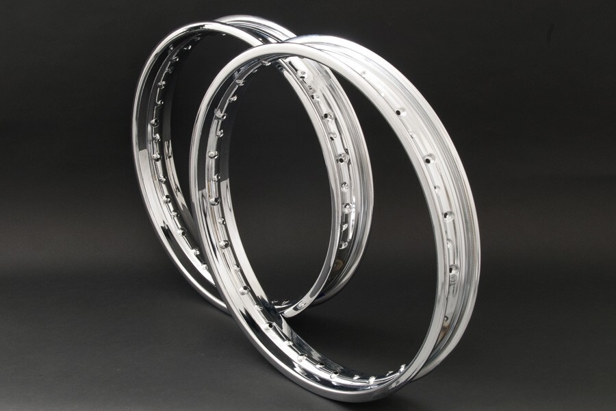 1610■CB400F/CB350F/HAWK メッキノーマルリム前後セット(1.60+1.85) ヨンフォア ホーク バブ拍卖