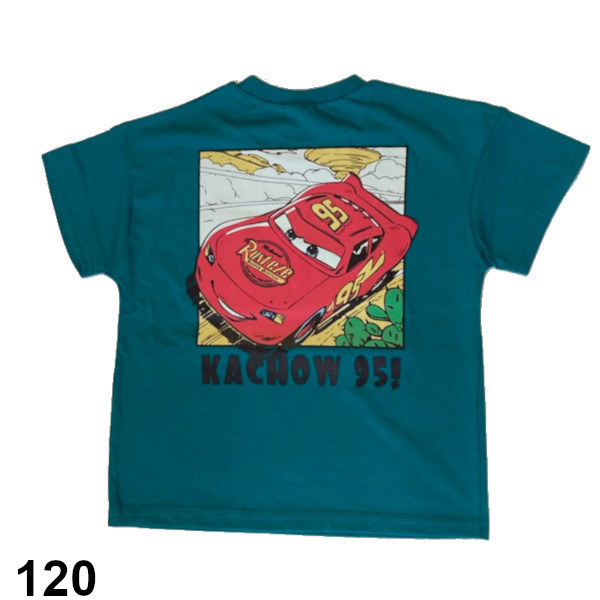 即決新品 子供 半袖 Tシャツ カーズ バッグプリント サイズ120 グリーン系 ポケットあり 送料無料 ディズニー拍卖