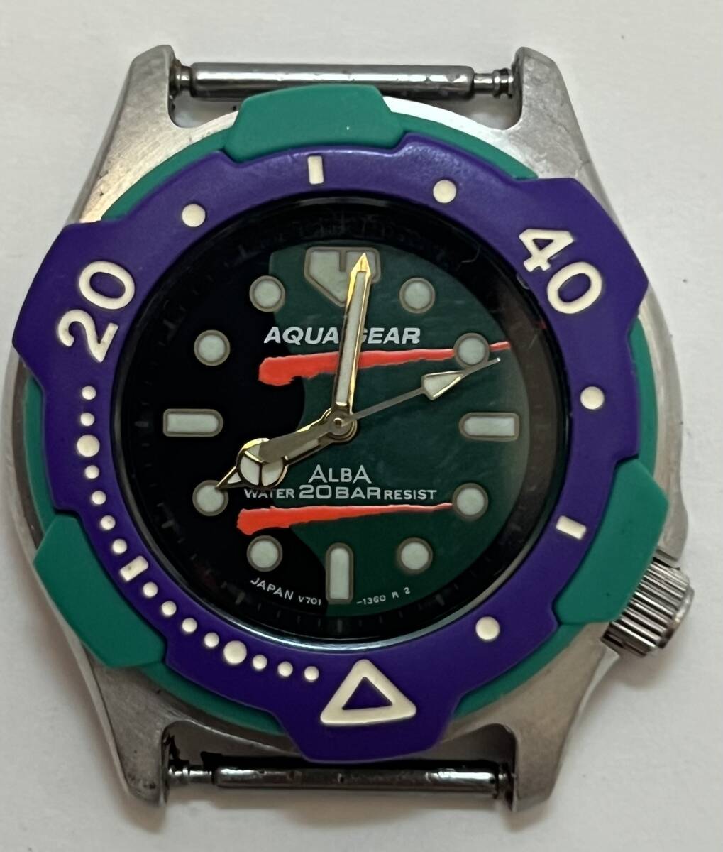 動作未確認 SEIKO セイコー ALBA アルバ アクアギア V701-1340 クオーツ 腕時計 フェイスのみ拍卖