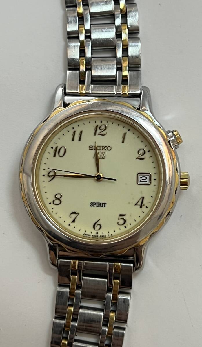動作 SEIKO セイコー AGS SPIRIT 5M22-6A70 メンズ 腕時計 自動巻 裏スケ ベルト切拍卖