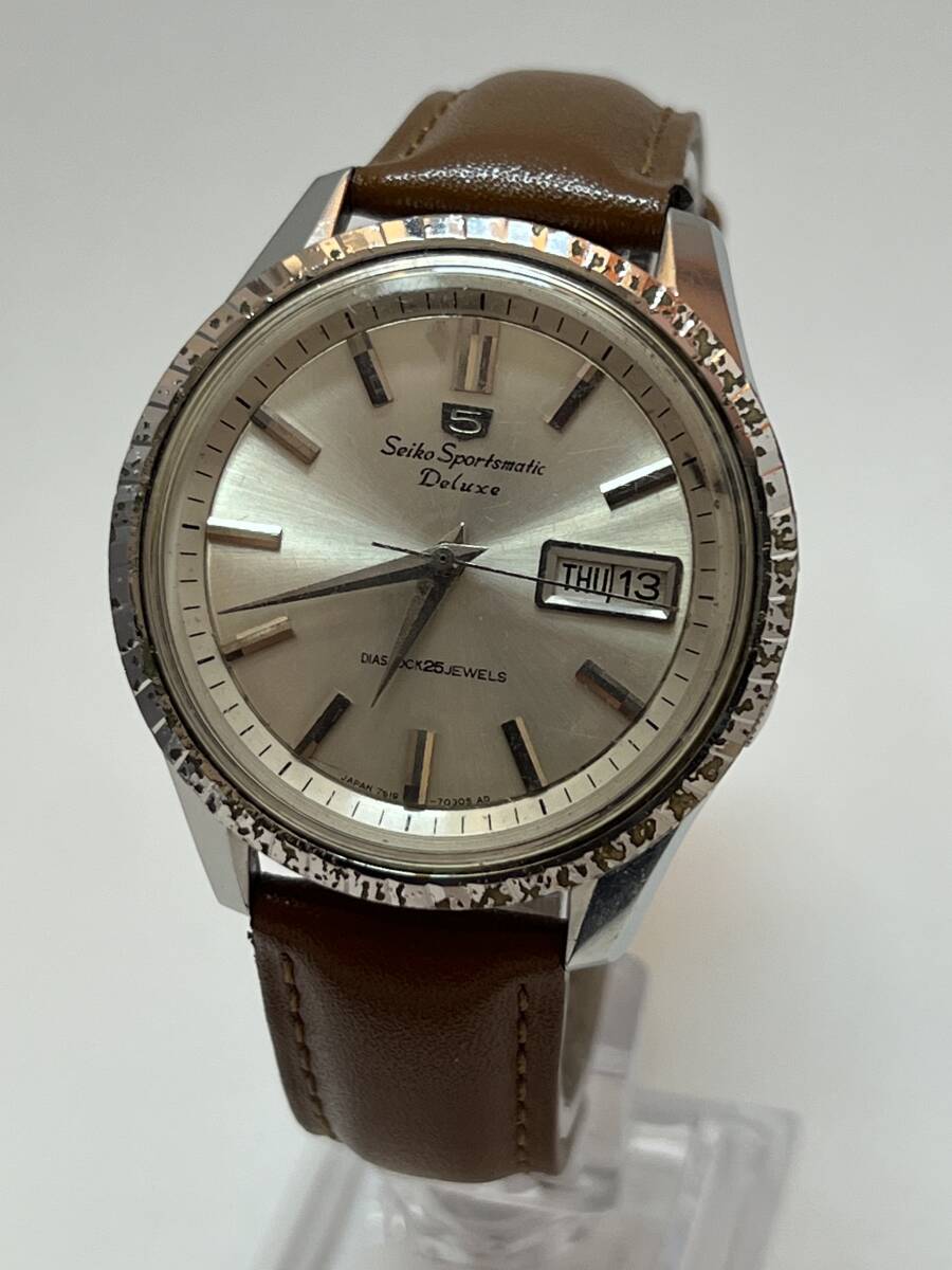 SEIKO セイコー スポーツマチック 7619-7050 ラウンド 銀文字盤 3針 デイデイト メンズ 腕時計 自動巻き拍卖