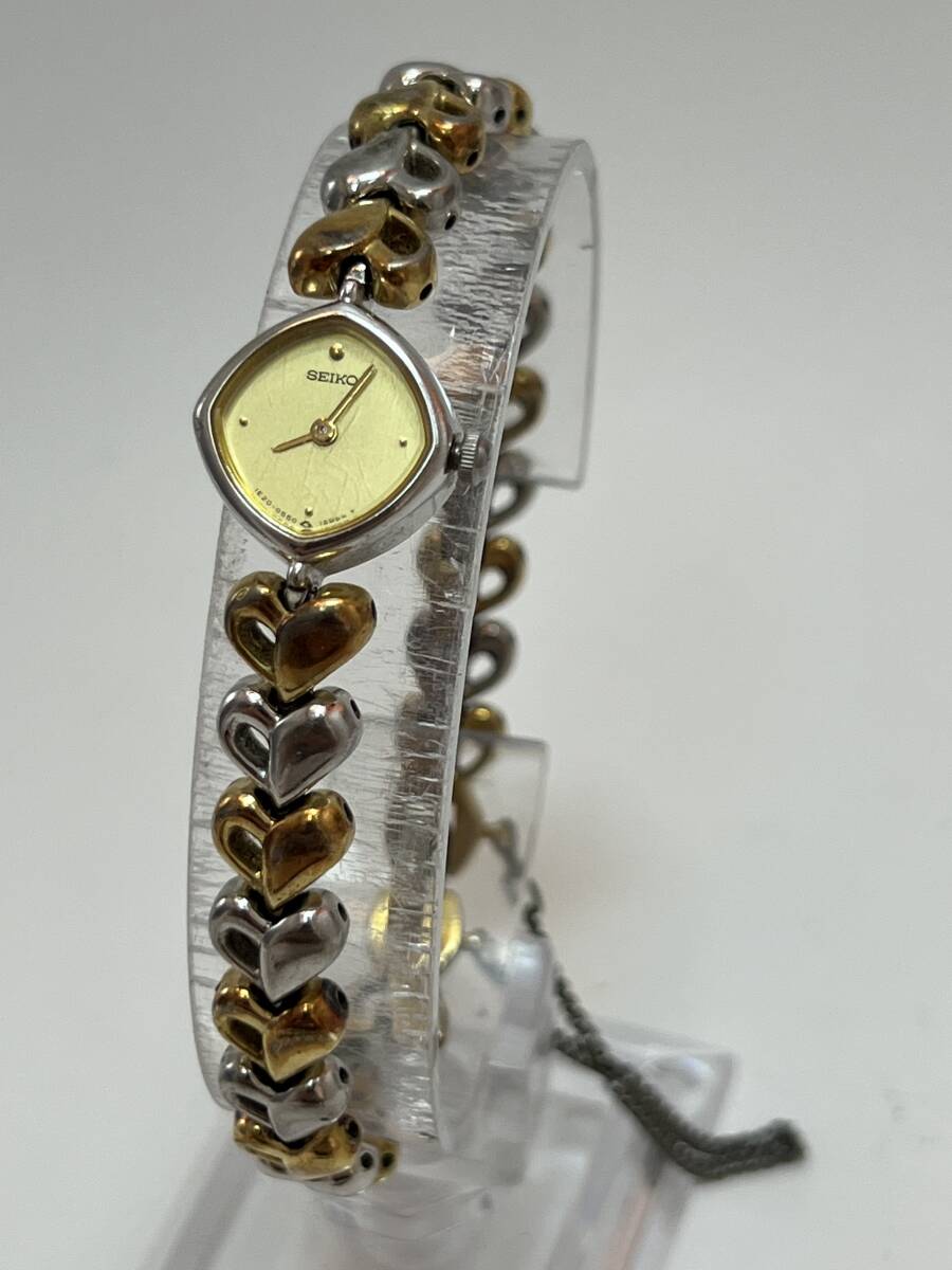 動作未確認 SEIKO セイコー 1E20-5280 腕時計 レディース ウォッチ クォーツ quartz ハート 金 ゴールド拍卖