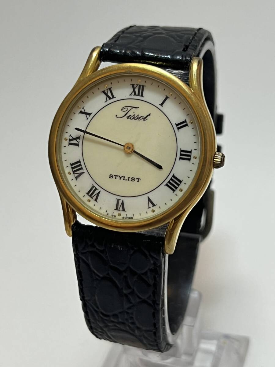 動作未確認 TISSOT ティソ スタイリスト QZ 白文字盤 ホワイト K170 メンズ 腕時計 レザーベルト クォーツ拍卖