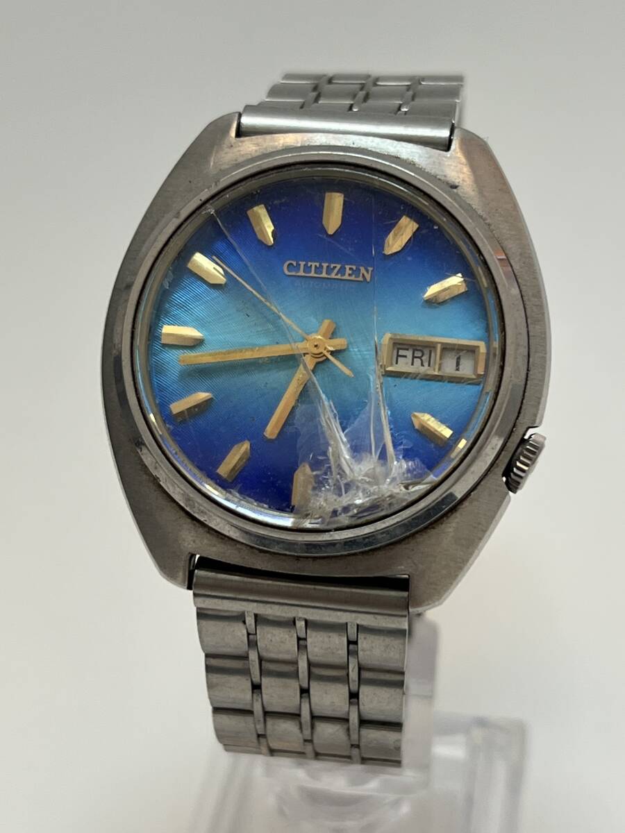 希少 動作未確認 CITIZEN シチズン LEOPARD レオパール レアカラー メンズ 腕時計 自動巻 機械式 オートマ 4-770081 ブルー系 レア拍卖