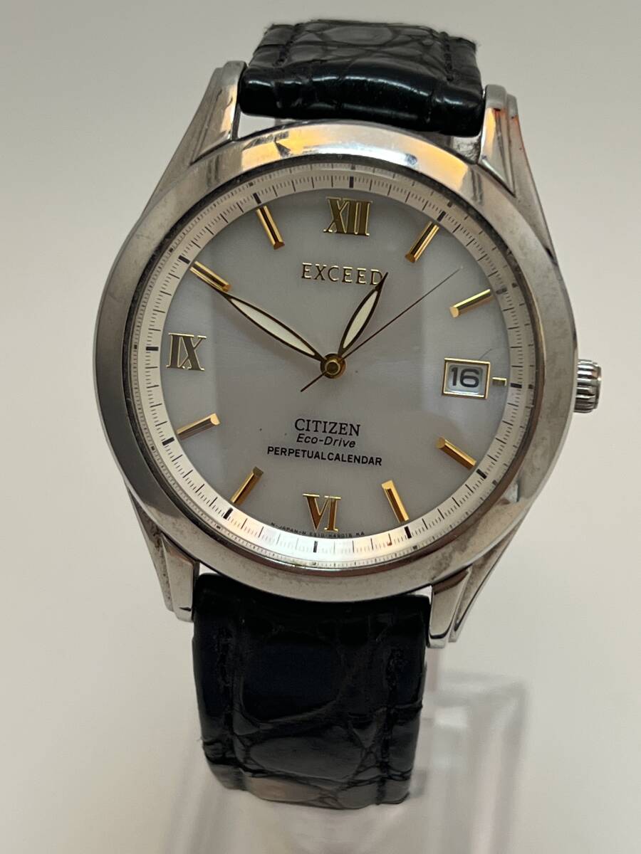 動作 CITIZEN シチズン EXCEED エクシード エコドライブ E510-H27651 アナログ クォーツ メンズ 腕時計 3針 カレンダー レザーベルト拍卖