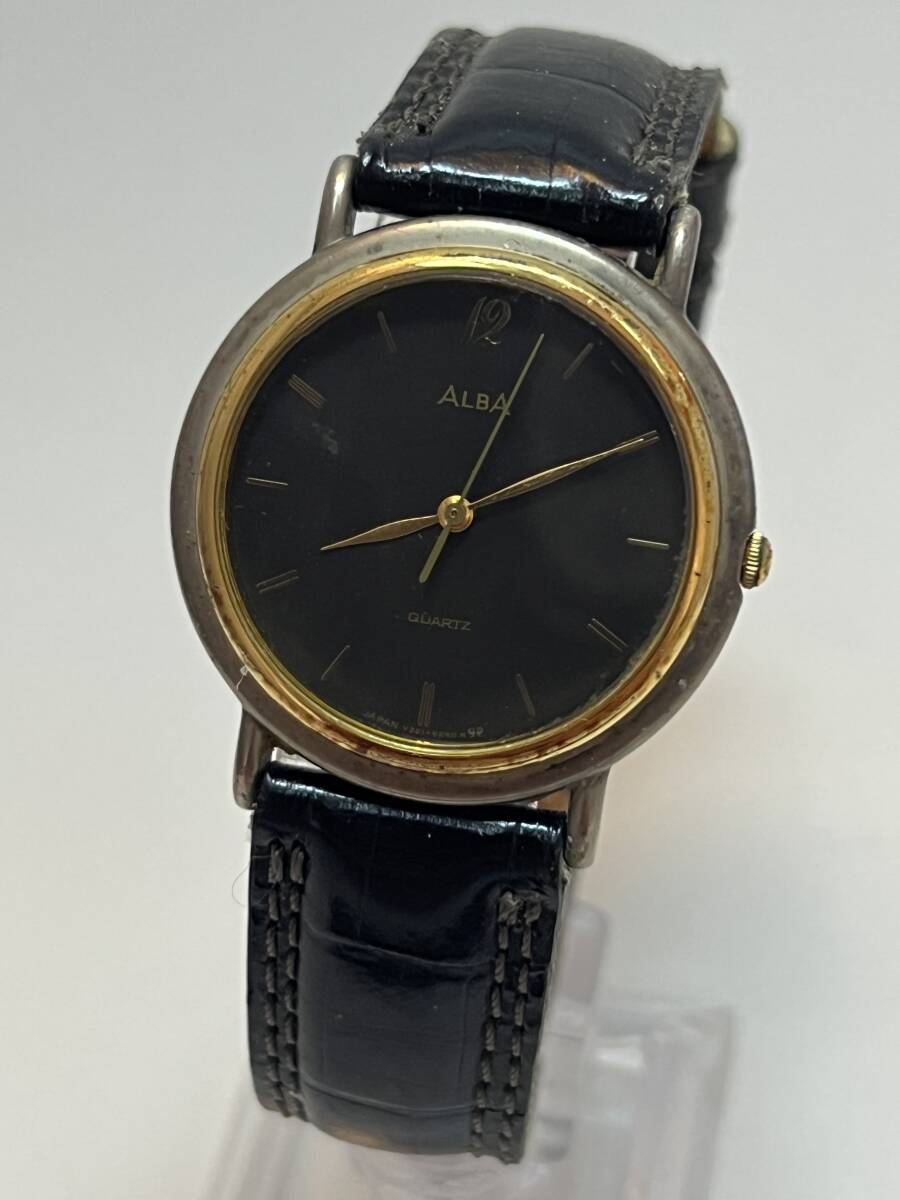 動作未確認 SEIKO セイコー クォーツ V321-6020 腕時計 ALBA メンズ拍卖