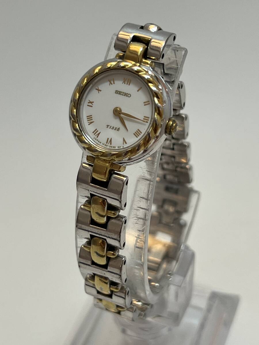 動作未確認 SEIKO セイコー TISSE 1F20-1A80 シルバー×ゴールド 白文字盤 ラウンド 2針 ブレス レディース 腕時計拍卖