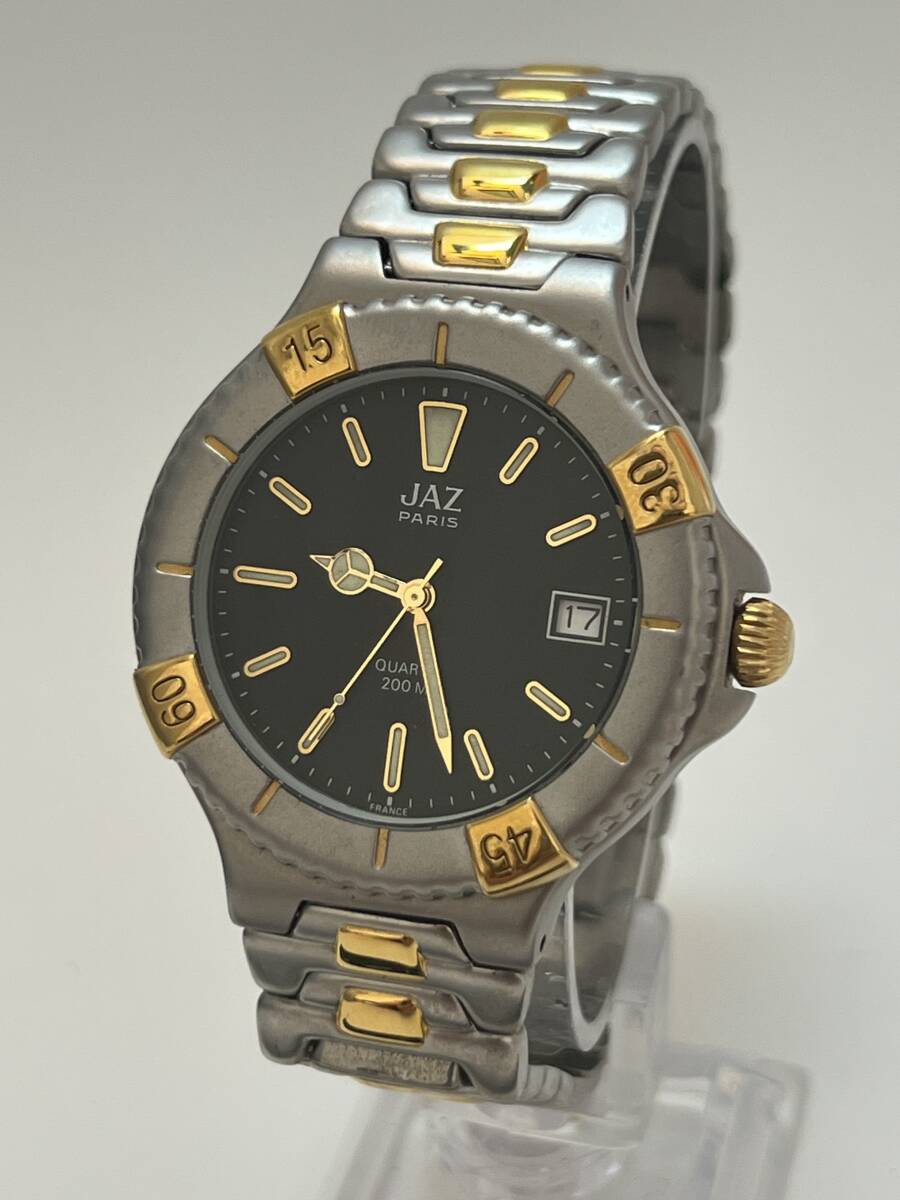 動作未確認 JAZ PARIS デイト メンズ QUARTZ クオーツ 腕時計 回転ベゼル拍卖