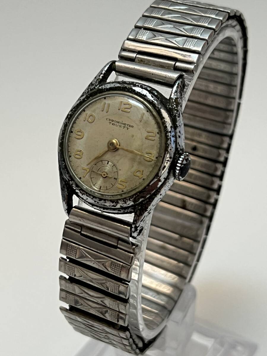 動作未確認 TRUSTY トラスティ CHRONOMETER スモセコ クロノメーター 手巻き 機械式 ビンテージ アンティークレディース 腕時計拍卖
