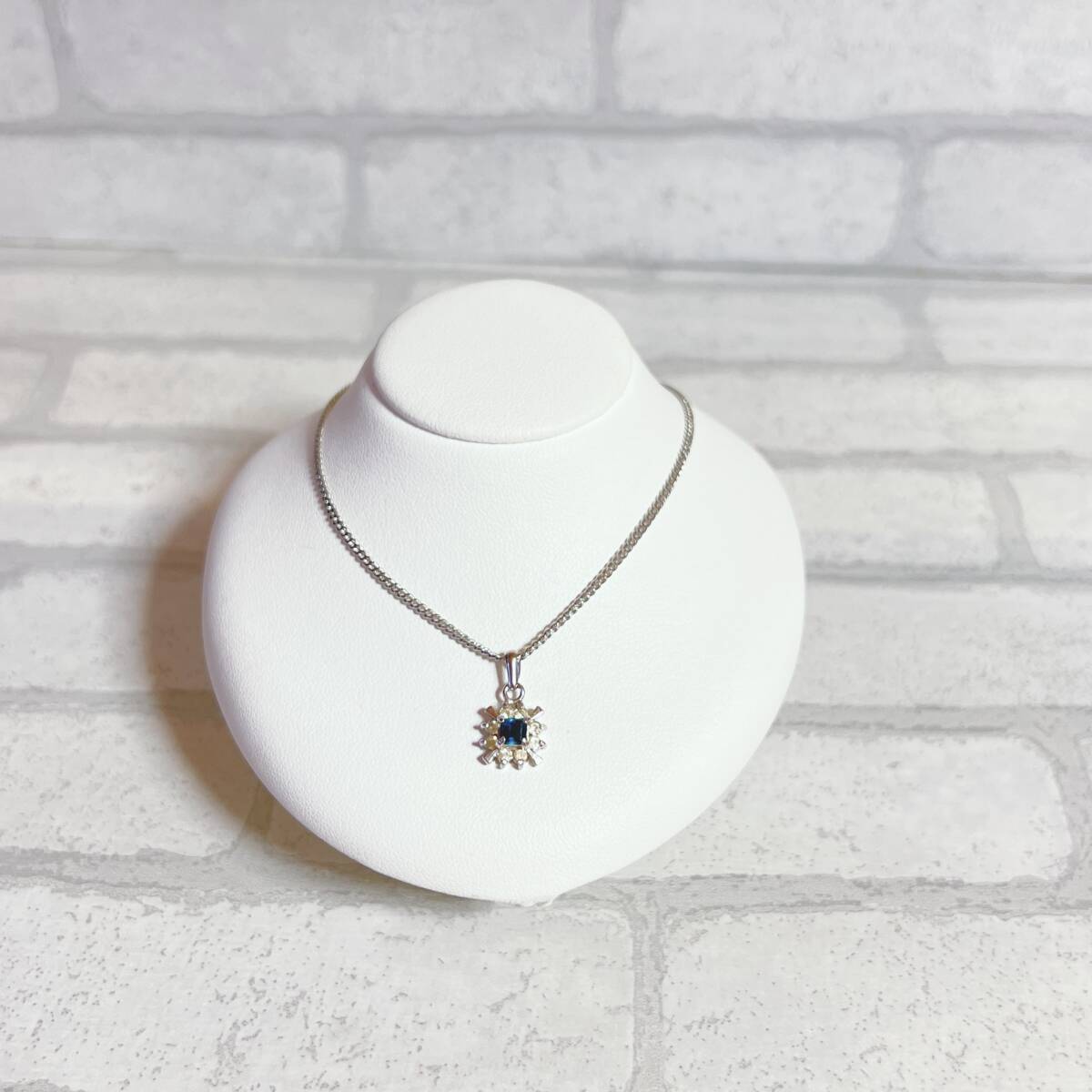 ネックレス シルバー silver ブルーストーン 青石 ビジュー アンティーク ヴィンテージ EL-0621拍卖