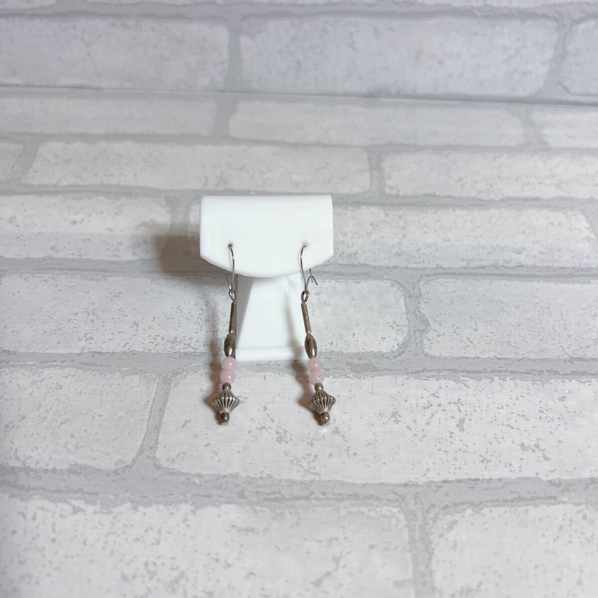 ピアス シルバー silver ピンクストーン 天然石 ロング アンティーク ヴィンテージ EL-0632拍卖