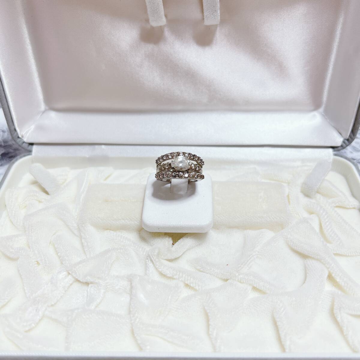 10号 リング シルバー silver 925 豪華 ジルコニア アンティーク ヴィンテージ EL-1329拍卖