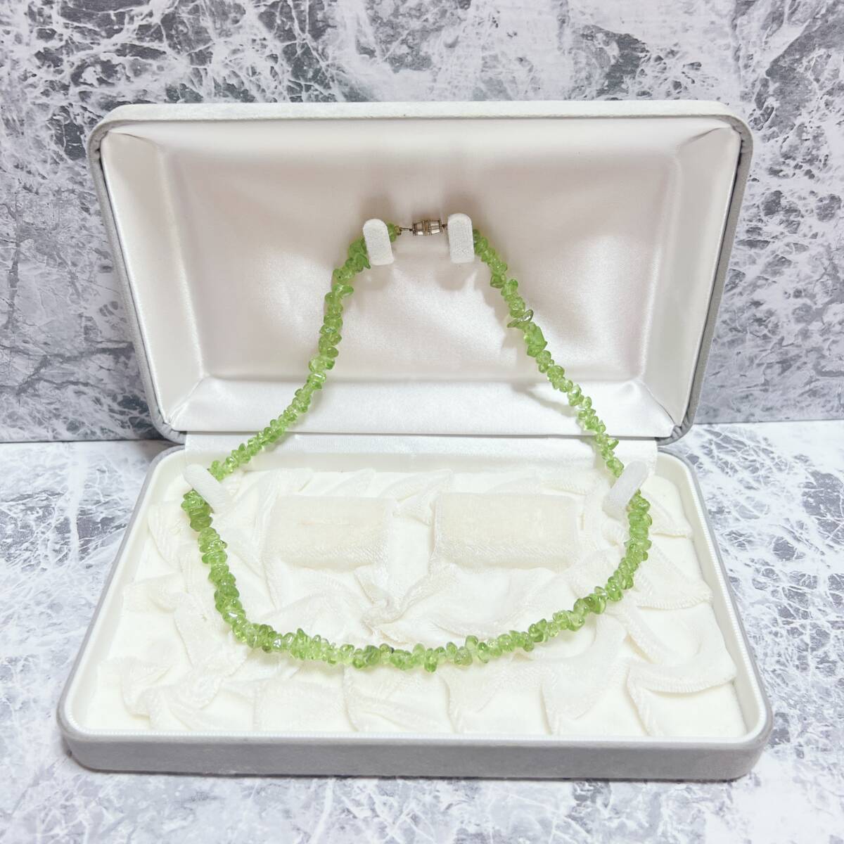 ネックレス silver シルバー グリーンストーン 緑石 天然石 アンティーク ヴィンテージ EL-1364拍卖