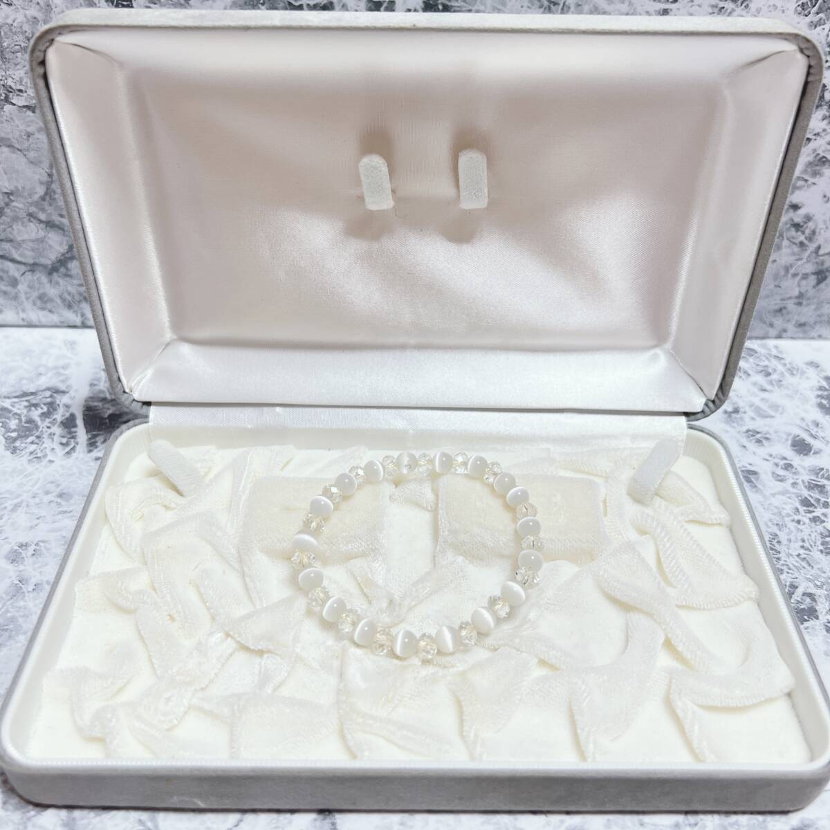 天然石 パワーストーン ホワイトストーン 白石 ブレスレット ヴィンテージ アンティーク EL-1399拍卖