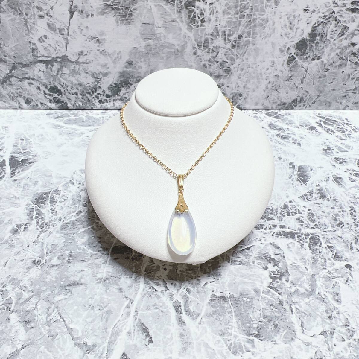 ネックレス gold ゴールド ホワイトストーン 白石 ラウンド ヴィンテージ アンティーク EL-1461拍卖