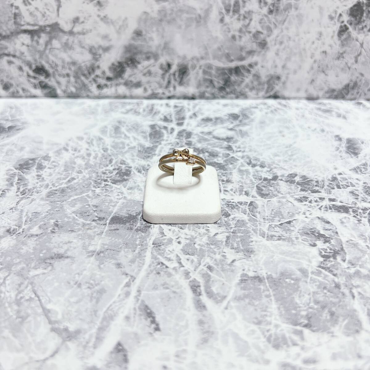 10号 リング gold ゴールド ジルコニア リボン デザイン ヴィンテージ アンティーク EL-1498拍卖