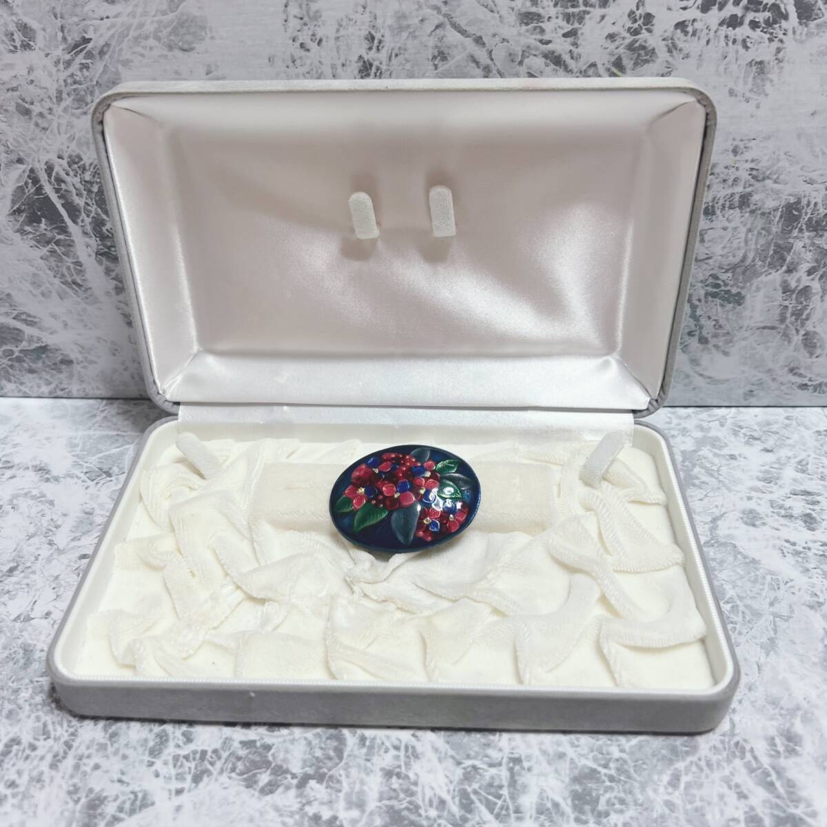 ブローチ シルバー Silver 七宝焼き フラワー ラウンド ヴィンテージ アンティーク EL-1522拍卖