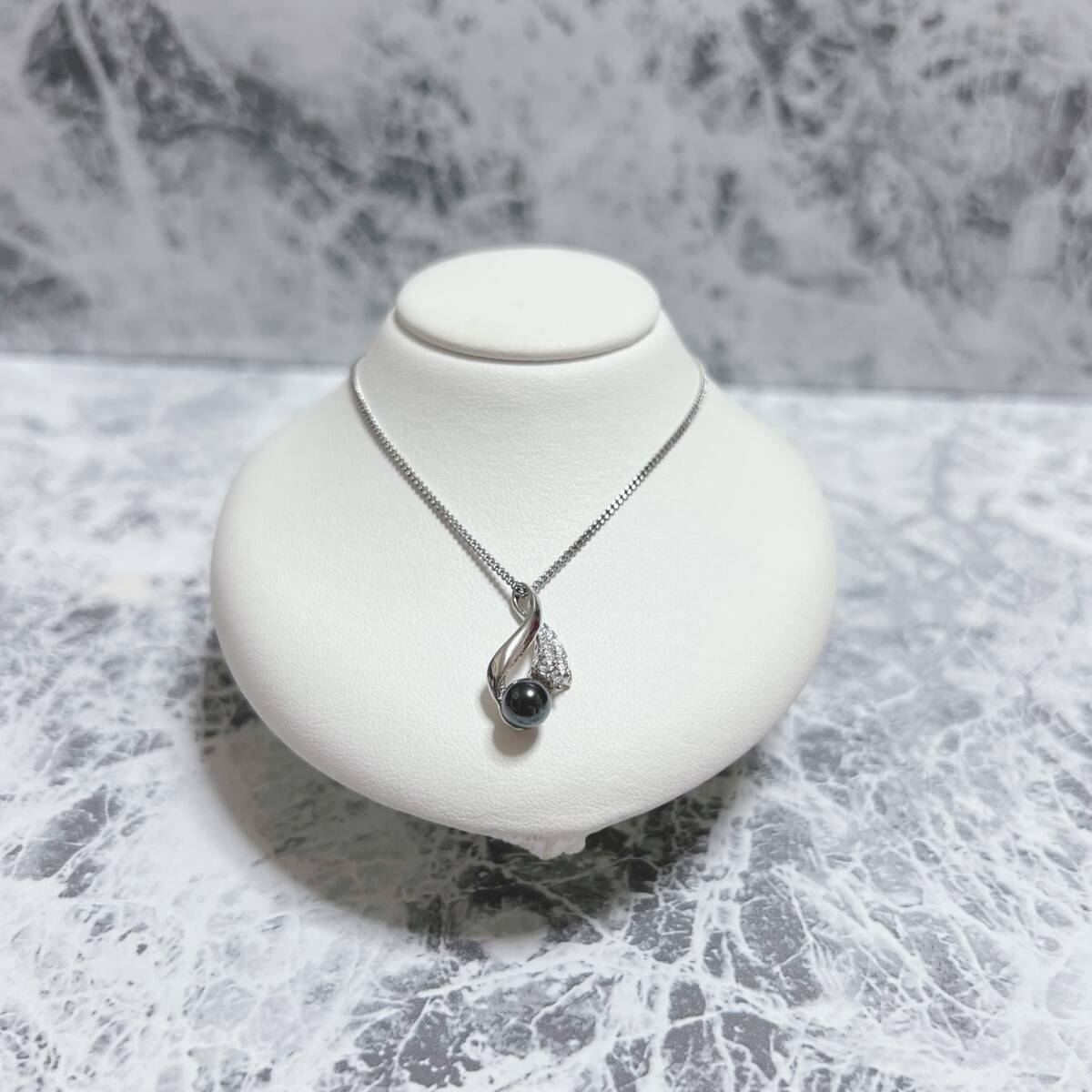 ネックレス Silver シルバー ジルコニア ヘマタイト ヴィンテージ アンティーク EL-1537拍卖