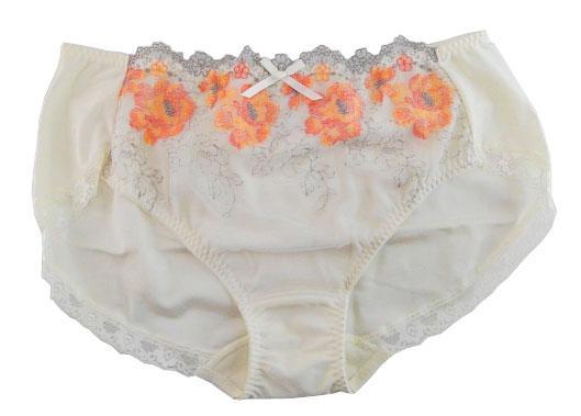 SI5871-11◇ 新品 大きいサイズ ショーツ ウエスト前レース 前刺繍 花柄 お腹すっぽり バックレース 4Lサイズ オフホワイト等 送料 350円拍卖