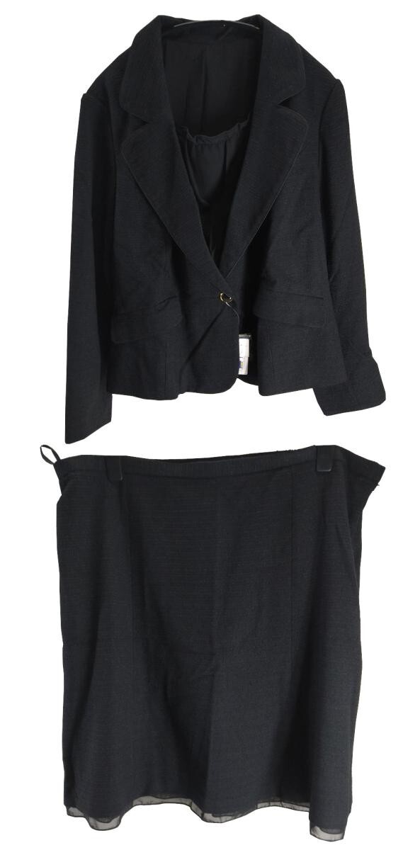 SS2851◆ 新品 スーツ 上下セット 2WAY ジャケット スリット袖 胸当て取り外し可 スカート サイドゴム 30ABR106 5L相当 黒 ブラック拍卖