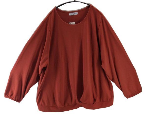 SS2797◆ 新品 長袖 ロングTシャツ 裾タックイン シンプル 無地 しぼり袖 フロントクロスタック 8Lサイズ オレンジ 送料450円拍卖