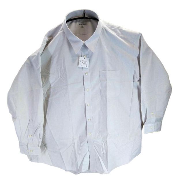 SS2887◆ 新品 メンズ Yシャツ 大きめサイズ 袖口ボタン 長袖 左胸ポケット フィッシュテール フロントボタン 6LB ライトグレー 送料450円拍卖