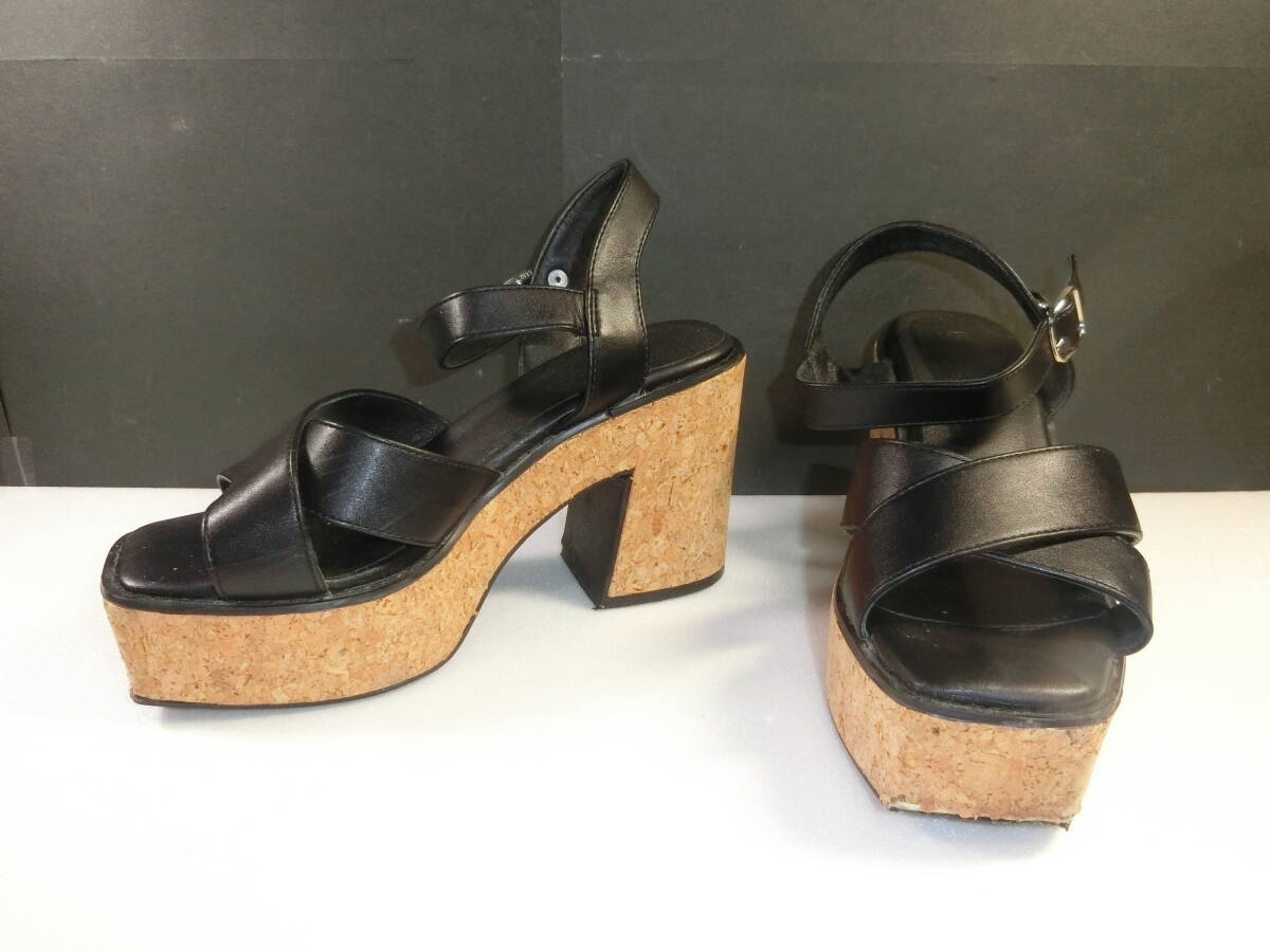 ★靴 厚底サンダル クロスストラップ ウェッジソール サンダル 24cm レディース 拍卖