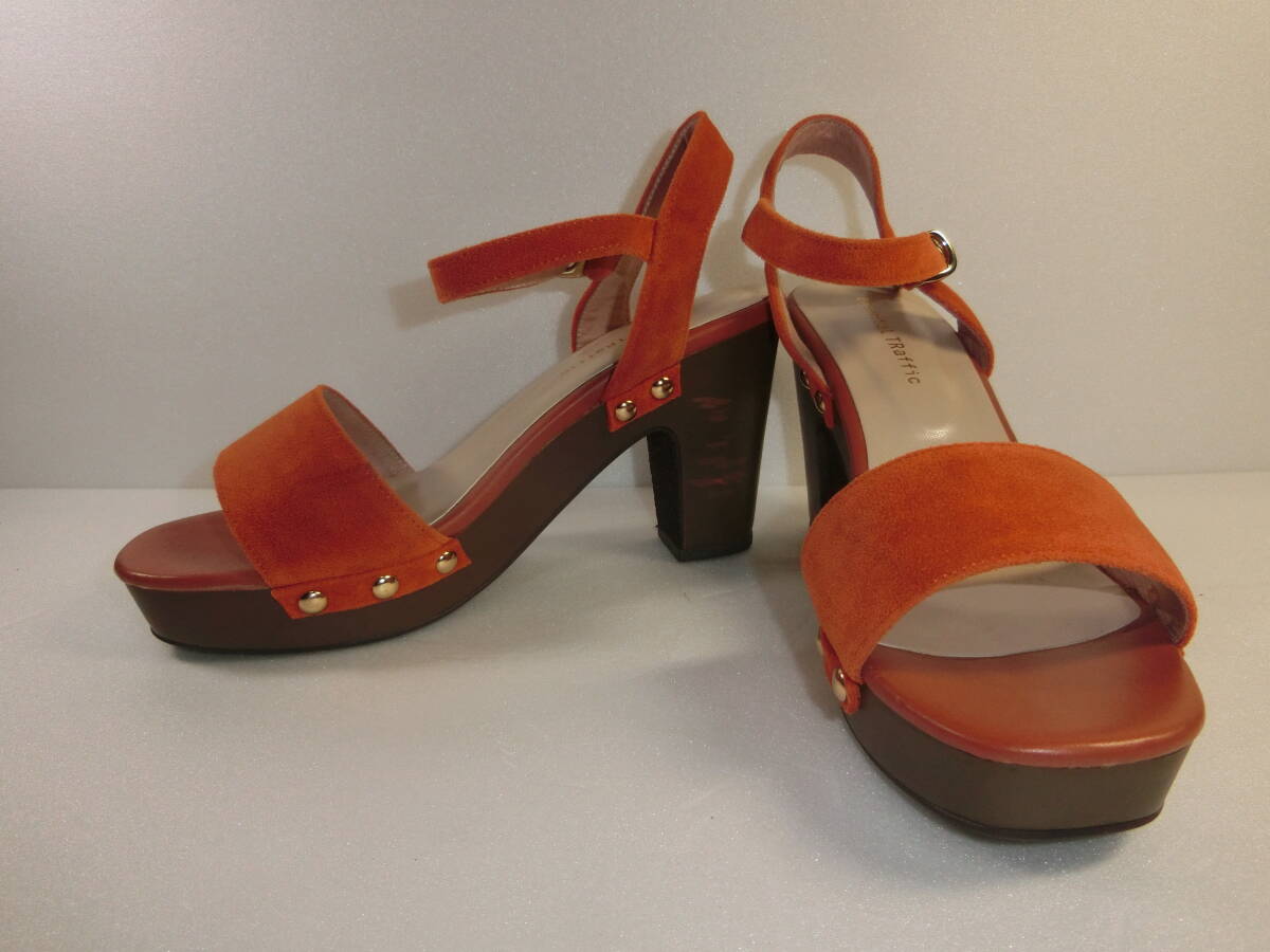 ★靴 ORiental TRaffic サンダル オレンジ ヒール Mサイズ レディース スエード拍卖