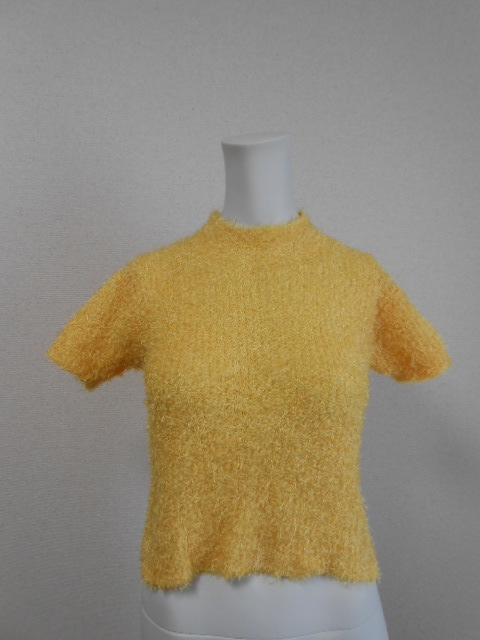 ★即決 送料無料 新品!タグ無し ESPRIT MUR ふわふわ シャギーニット 半袖 イエロー トップス レディース M 可愛い 春夏秋拍卖