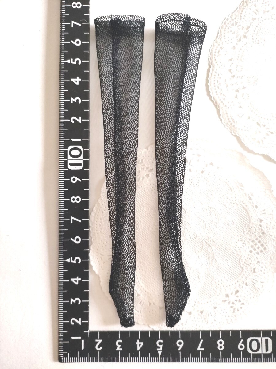 tia *゜☆:。ドール用 momoko サイズ 細身 ガーター ストッキング 黒 網タイツ 編みタイツ 1/6ドール拍卖