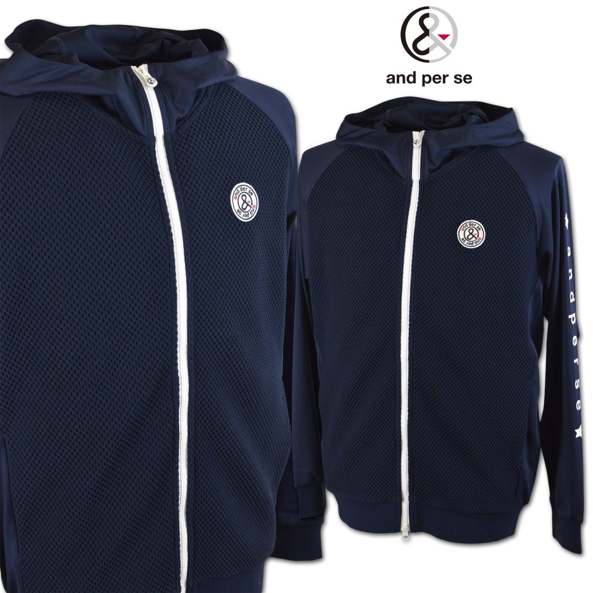 2025秋冬新作【アンパスィ メンズ】ブルゾン L 紺 AMF6915J2-30 andperse ゴルフ フード付き おしゃれ かっこいい @拍卖