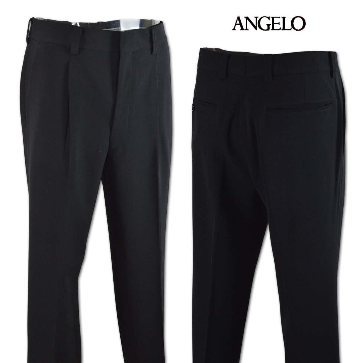 3割引【ANGELO アンジェロ】メンズ パンツ 82cm 黒 45-5105-04-05 カジュアル ゴルフ おしゃれ かっこいい スラックス ワンタック @拍卖