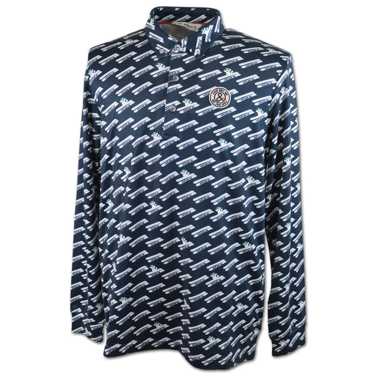 2025秋冬新作【アンパスィ メンズ】長袖ポロシャツ L 紺 AMF9315X8-30 andperse ゴルフ ボタンダウン おしゃれ かっこいい @拍卖